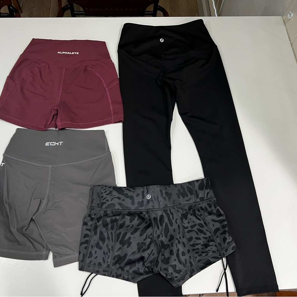 Bundle of 4: LandEnd Legging, Alphalete, Echt and Lululemon Shorts Activewear